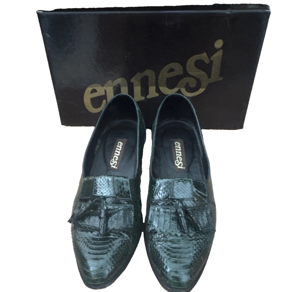 Ennesi Men's Genuine Snake Kiltie Tassel Slip-On Oxford Dress Shoes 9